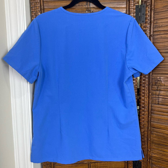 Figs Blue Casma Ceil Blue V Neck Scrub Top Front Hand Pockets Women's M FW1100 - Picture 3 of 5